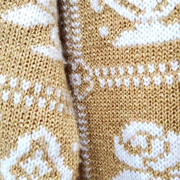 VTG Dana Scott White & Metallic Gold Holiday Pull Over Sweater S… - Picture 6 of 6